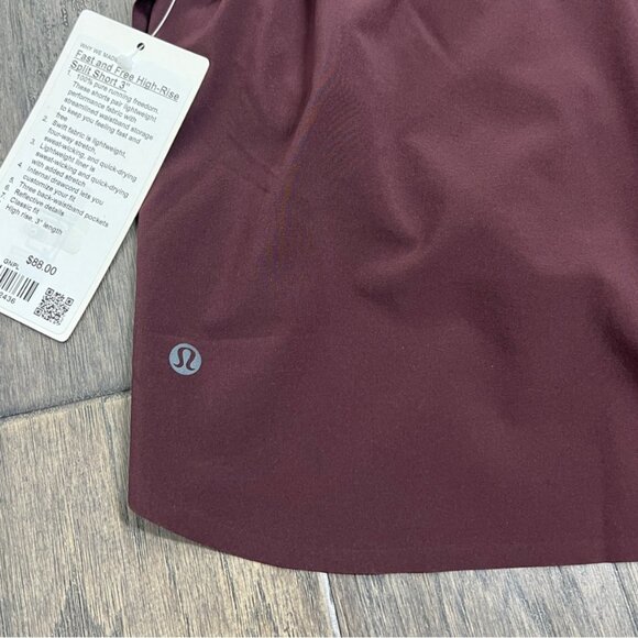 Lululemon NWT Fast and Free High-Rise Classic-Fit Split Short 3" Goodnight Plum - Picture 5 of 8